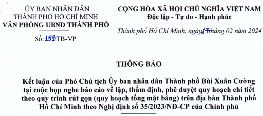 Quy trinh rut gon quy hoach tong mat bang