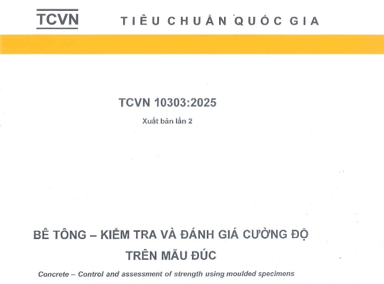 TCVN 10303-2025 Betong - Kiem tra va danh gia cuong do tren mau duc