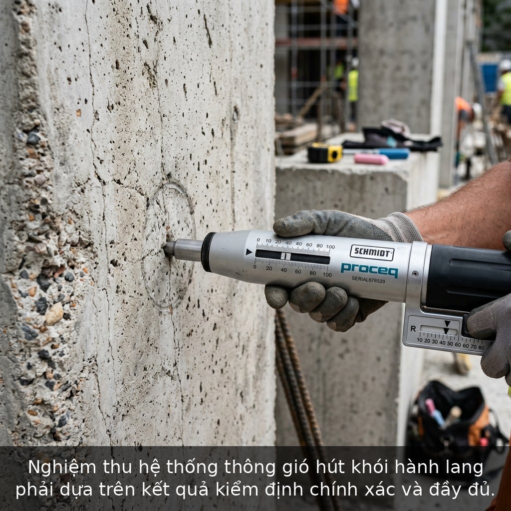 Nghiệm thu hệ thống thông gió hút khói hành lang phải dựa trên kết quả kiểm định chính xác và đầy đủ.