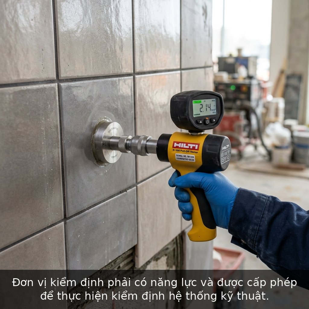 Đơn vị kiểm định phải có năng lực và được cấp phép để thực hiện kiểm định hệ thống kỹ thuật.