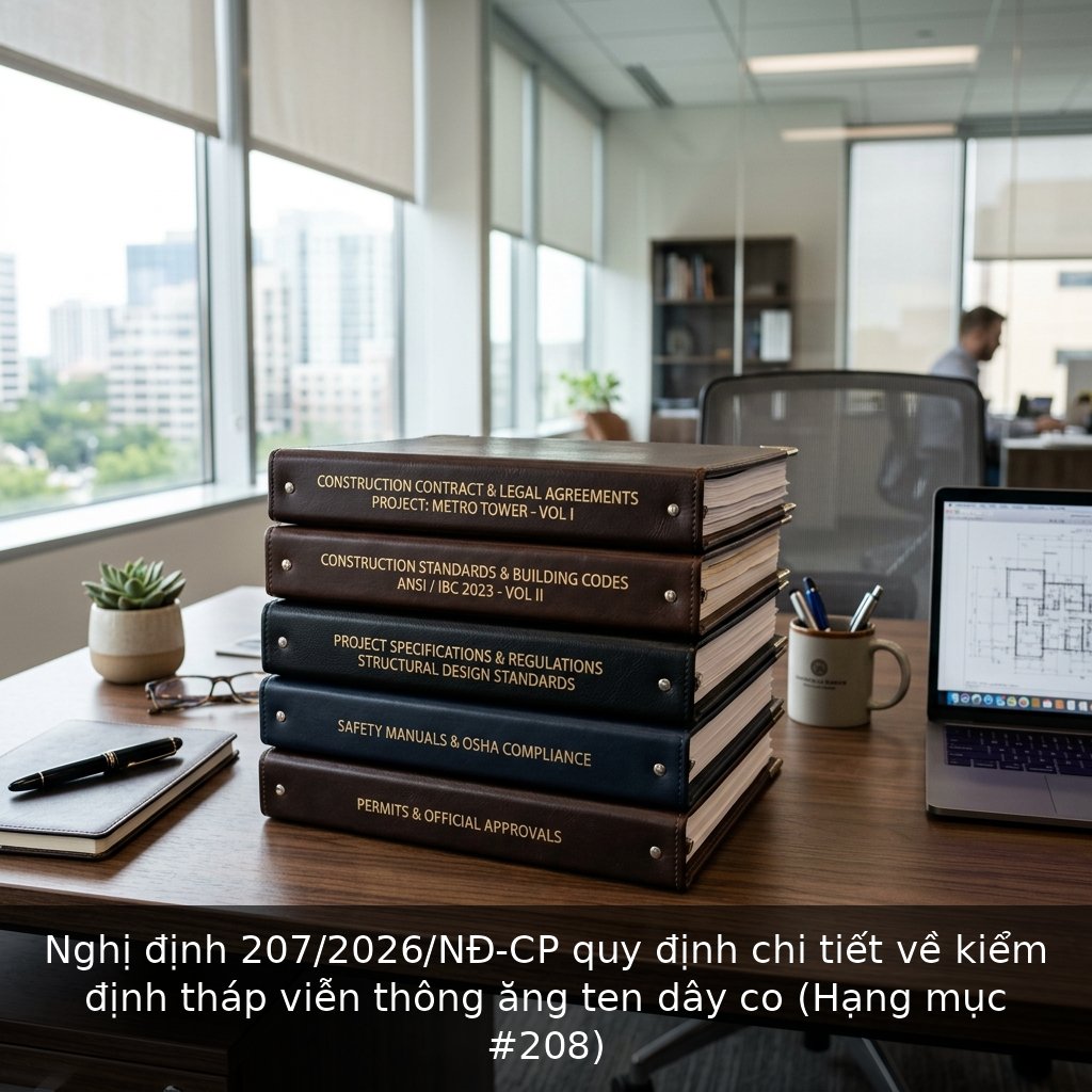 Nghị định 207/2026/NĐ-CP quy định chi tiết về kiểm định tháp viễn thông ăng ten dây co (Hạng mục #208)