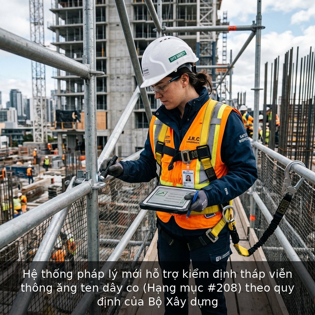Hệ thống pháp lý mới hỗ trợ kiểm định tháp viễn thông ăng ten dây co (Hạng mục #208) theo quy định của Bộ Xây dựng
