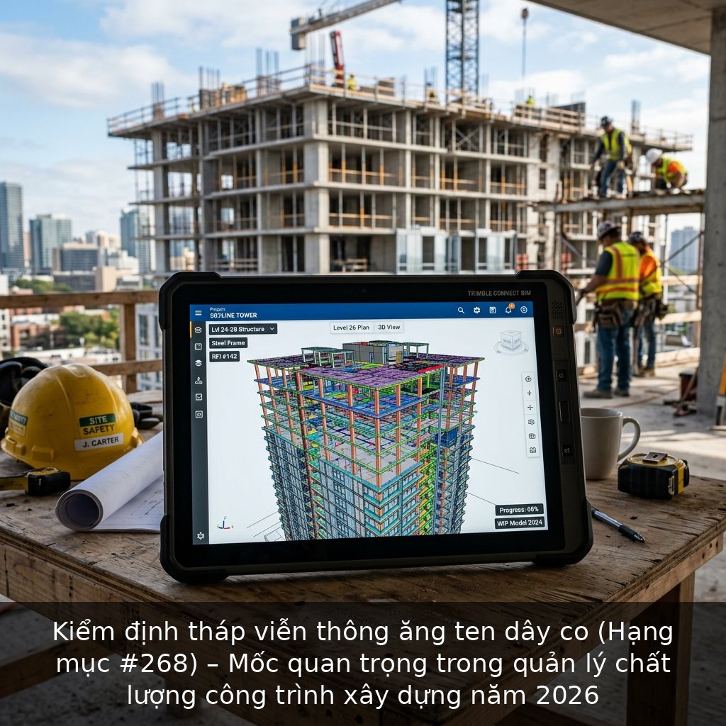 Kiểm định tháp viễn thông ăng ten dây co (Hạng mục #268) – Mốc quan trọng trong quản lý chất lượng công trình xây dựng năm 2026