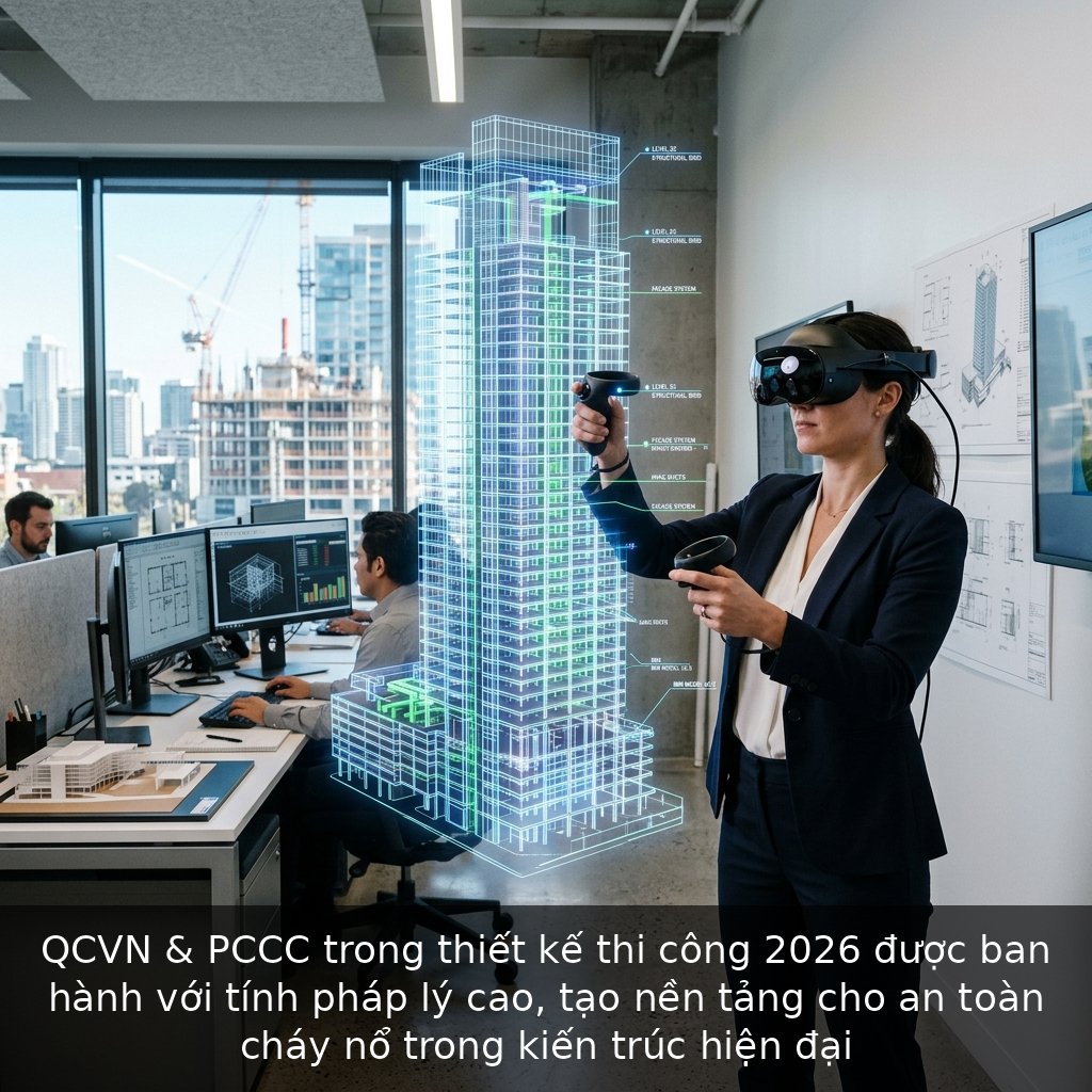 QCVN & PCCC trong thiết kế thi công 2026 được ban hành với tính pháp lý cao, tạo nền tảng cho an toàn cháy nổ trong kiến trúc hiện đại