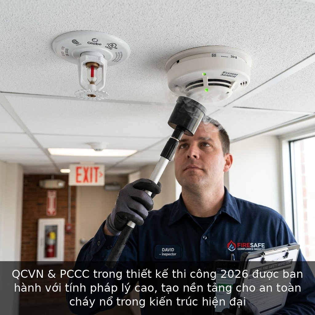 QCVN & PCCC trong thiết kế thi công 2026 được ban hành với tính pháp lý cao, tạo nền tảng cho an toàn cháy nổ trong kiến trúc hiện đại