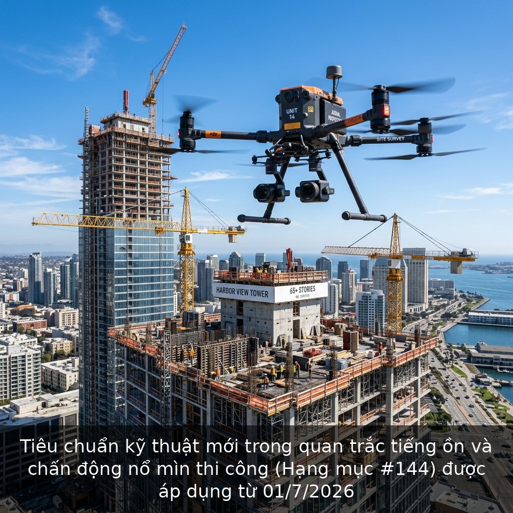 Tiêu chuẩn kỹ thuật mới trong quan trắc tiếng ồn và chấn động nổ mìn thi công (Hạng mục #144) được áp dụng từ 01/7/2026