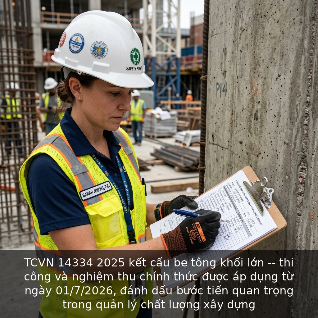 TCVN 14334 2025 kết cấu be tông khối lớn -- thi công và nghiệm thu chính thức được áp dụng từ ngày 01/7/2026, đánh dấu bước tiến quan trọng trong quản lý chất lượng xây dựng