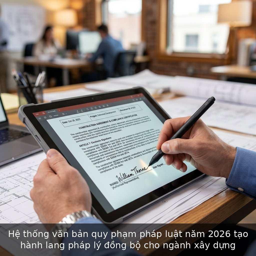 Hệ thống văn bản quy phạm pháp luật năm 2026 tạo hành lang pháp lý đồng bộ cho ngành xây dựng