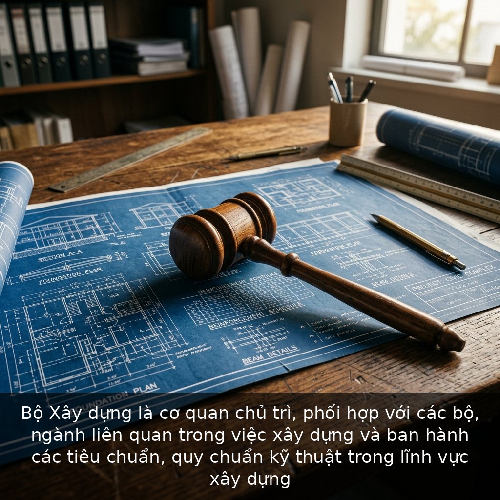 Bộ Xây dựng là cơ quan chủ trì, phối hợp với các bộ, ngành liên quan trong việc xây dựng và ban hành các tiêu chuẩn, quy chuẩn kỹ thuật trong lĩnh vực xây dựng